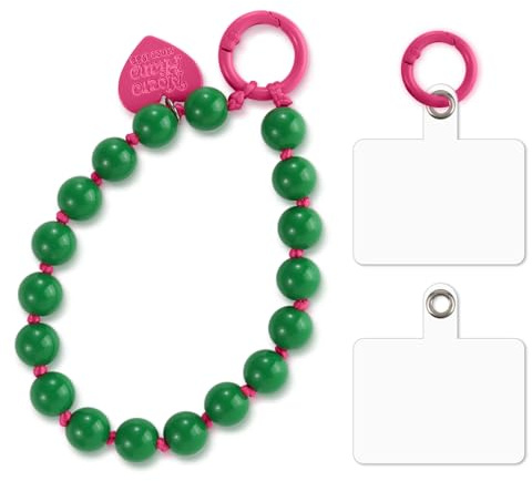 ZhuoFan Bracelet Cordon Chaîne de Téléphone Portable,Bijoux de Telephone Universelle,Dragonne de Lanière de Téléphone Perlée Chaine Telephone Portable,Compatibles avec Tous Les Smartphones,Vert Foncé