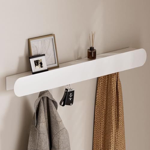 Yorbay Wandgarderobe mit verdeckten Haken für Flure: 6 Haken mit Ablage