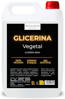 Glicerina Vegetal 5 Litros | Grado Farmacéutico y Cosmético | Hidratante Natural para Piel, Jabones, Cosmética, Vapers y Productos Caseros | Sin Olor ni Color