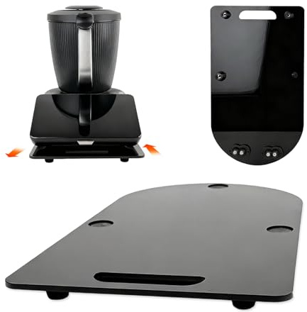 Gleitbrett TM7 für Thermomix, Brett für Thermomix mit Rollen,Leicht Gleitendes Gleitbrett aus Acrylglas Rollbrett/Slider -mit Rutschfest Gummifüße,Gleiter für TM7 Sicheren Stand Schwarz (Schwarz)