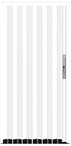 Puerta plegable de PVC, Puerta plegable interior tipo acordeón con cerradura y llave, multicolor, varios tamaños(White,180x180cm)