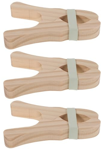 KONTONTY Lot de 6 Pinces à Linge en Bois Naturel Blanc pour Garçon et Filles, Clips Créatifs Montessori, Clips de Construction de Cabanes Forte Adhérence, de Motricité Fine pour Jeu