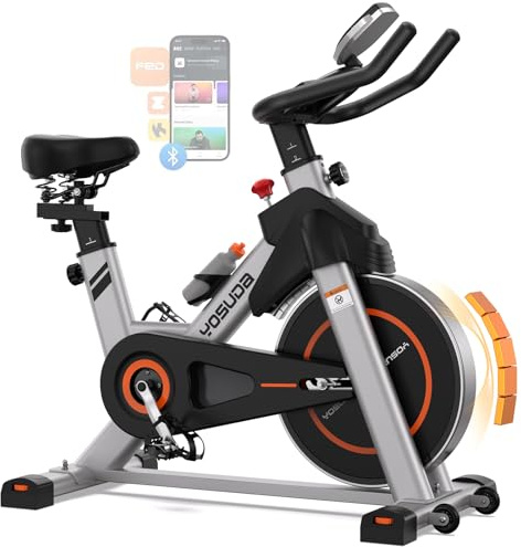 YOSUDA 2026 New Exercise Bike, Indoor Spin Bike for Home Use, HR Monitor, LCD & App, Silent Magnetic, Tablet Holder, 8-Level Seat, 5-Level Handlebars, 80% Pre-Assembled, Stationary Bike, 136KG/160KG