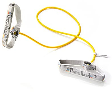 TheraBand Widerstandstrainer Bodytrainer Tubing mit flexiblen Griffen Gelb | Leicht, OneSize