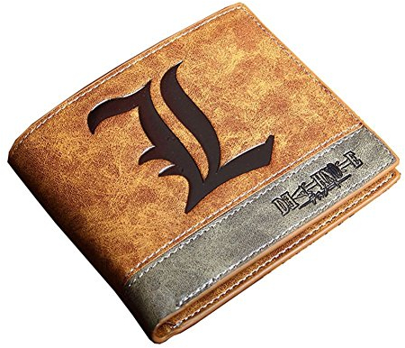 Aifenhu Portefeuille Death Note L Design Lettre L Marron Simili Cuir Unisex Adulte Fans Collectors