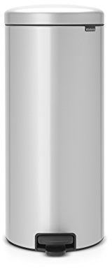 Brabantia 114465 Treteimer 30 L mit Kunststoffeinsatz in metallic grau, Plastik, 30 Liter
