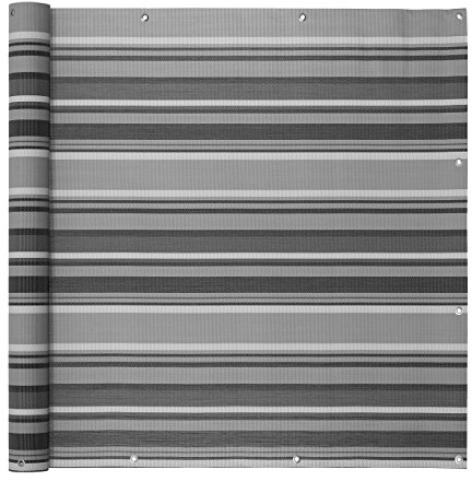 Ventanara® Balkonverkleidung Sichtschutz PVC Balkonumspannung Zaun Verkleidung Blende Windschutz Folie 600 x 90 cm Grau gestreift