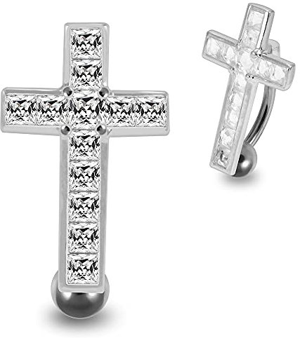 Monster Piercing Bauchnabelpiercing mit beweglichem Kreuz, 925er Sterlingsilber, Piericng, Kristall, Zirkonia