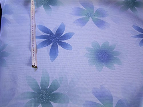 Gardinen Dekostoff weiß Blumen in blau und türkis