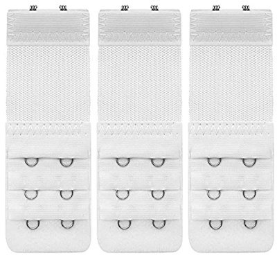 XCSSKG Lady 2 x 3 Hook and Eye Tape Streych Extension Bra Extender (3 Pcs) (White)