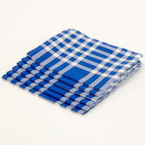 Lingorama Serviette de Table 50 x 50 Normandes Carreaux Pur Coton - Vendu par 3 - Coloris Bleu