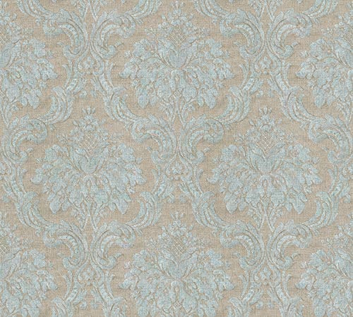 Livingwalls Vliestapete Paradise Garden Tapete mit Ornamenten barock 10,05 m x 0,53 m braun blau grün Made in Germany 367164 36716-4