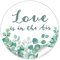24 STICKER Hochzeit LOVE IS IN THE AIR • EUKALYPTUS ZWEIGE GRÜN MINT WEIß • Gastgeschenke Seifenblasen Verpackungen zur Hochzeit Tischdeko Selbstgemachtes u.v.m.• 4cm rund matt