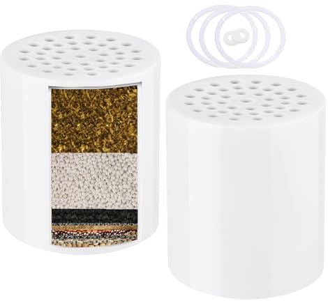 2 cartuchos de filtro de ducha Luxau, 15 etapas, purificador de filtro de agua dura con cloro, cartuchos de filtro de cabezal de ducha, compatible con cabezal de ducha universal de mano, accesorio de
