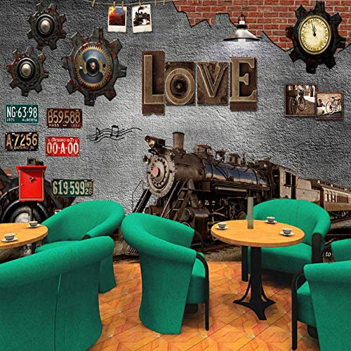 Papier Peint Panoramique Tapisserie Fresque Retro Graduation Saison Train Des Jeunes Mural Cafe Bar Loisirs Bar Restaurant 3D Papier Peint Mural