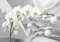wandmotiv24 Fototapete 3D Effekt Blumen Orchideen Kugeln, XL 350 x 245 cm - 7 Teile, Wanddeko, Wandbild, Wandtapete, Abstrakt Blüten M6096