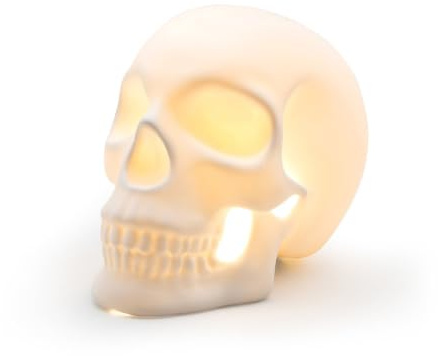 Suck UK Skull Lamp | Ceramic Skull Light | Gothic Home Decor | Lifesize Skeleton Head USB LED Lamp