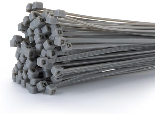 Fix&Easy Kabelbinder 3,6x300mm Silber grau passend zu RAL 7005 Mausgrau 75 Stück UV- und Wetterbeständig Set für Sichtschutzmatte Windschutz Blickschutz Balkon Doppelstabmatten Zaun Sichtschutzmatte