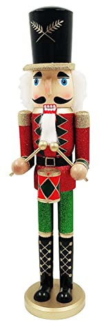 RAN Wooden Christmas Nutcracker Ornaments, 19.7 Tall Large Nutcracker Drummer Soldier Figures Doll Ornament for Party Home
