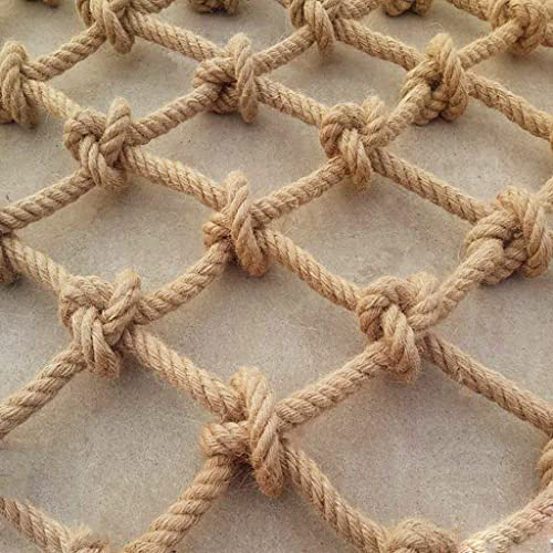 QVIVI Sicherheitsnetz Hanfseilnetz Spielplatz Hof Kletternetz, Kinder Haustier Balkon Treppe Hochbett Absturzsicherung Seilnetz 2x4m