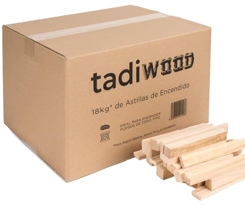 Astillas de Encendido Ideal para encender Barbacoas de leña, de carbón, chimeneas, Estufas, calderas, etc. 100% Natural Hecho en España. 18kg.