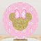 Aoihrraan 200cm Diameter Pink Gold Mouse Round Photography Backdrop Golden Glitter Cartoon Mouse Sweet Pink Background Princess Girls Birthday Baby Shower Newborn Kids Portrait Photo Studio Props