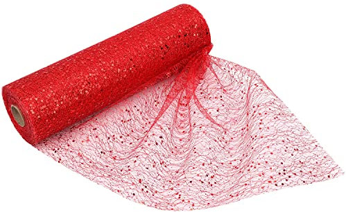 Trimming Shop Rouleau de tulle à paillettes pour tutu, décoration de mariage, sapin de Noël, emballage cadeau, couronne de Noël, décoration de fête, 28 cm x 27 m - Rouge