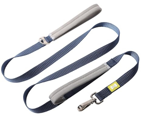 BUILT PET NightSafe Double-Handle Reflective Dog Lead, 2 Padded Hand Loops, Strong Anti Tangle Rope Leash with Night Glow Reflectors & 360° Swivel Clip, Large, 1.83m Long, Blue