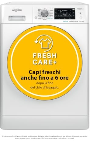 Whirlpool Lavasciuga FRESHCARE 10+7 Kg E 60 cm Centrifuga 1600 giri Vapore FFWDD 107625 WBS IT, Bianco