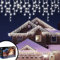 CUQOO 4.5m Christmas Icicle Lights – 120 Cool White LEDs, Snowy White Cable, 8 Lighting Modes, Energy Class A - Waterproof Low Voltage Outdoor Christmas Lights Icicle & Indoor Holiday Décor