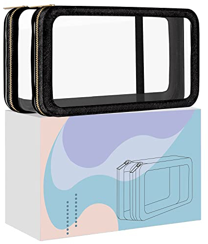 SAOQI Transparente Make-up-Taschen, wasserdichte Kosmetiktaschen für Damen, Reise-Kulturbeutel, transparenter Make-up-Organizer-Tasche mit Reißverschluss, transparente Make-up-Tasche für Reisen,