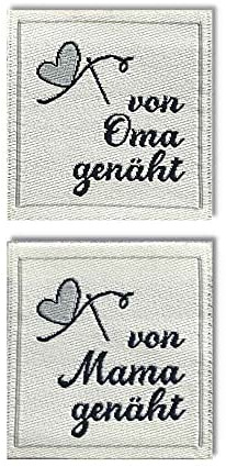 namensbaender.de GmbH: Textiletiketten 'von Oma genäht/von Mama genäht' - quadratisch, Menge 40 Stück / 13,20 €