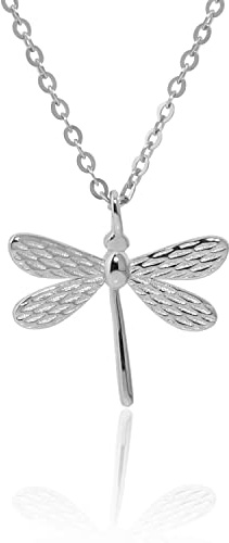 Collana con ciondolo a forma di libellula in argento Sterling Collana a forma di libellula per le donne Collana plissettata in oro rosa Regalo gioielli