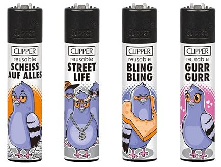 Clipper® Feuerzeuge - 4er Set + Crystal Balls (Tauben)