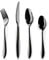 HaWare Juego de cubiertos de acero inoxidable negro de 16 piezas para 4, elegante juego de cubiertos que incluye cuchillos, tenedores, cucharas, acabado espejo, apto para lavavajillas