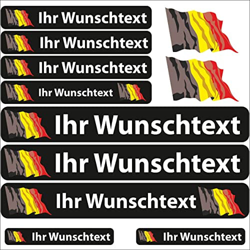 INDIGOS UG Fahrrad Aufkleber Belgien - 13 Fahnenaufkleber wehend - Sticker selbst gestalten - Autoaufkleber- Motorrad - Namensaufkleber wasserfest personalisiert - Wunschtext