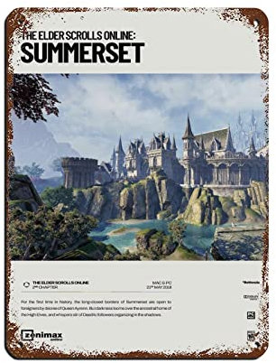 The Elder Scrolls Online (2014) Videospiel-Poster, Retro-Poster, Metall-Blechschild, schicke Kunst, Retro-Eisen-Malerei, Bar, Menschen, Höhle, Café, Familie, Garage, Poster, Wanddekoration, 30 x 40 cm