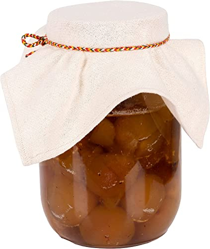 Lot de 12 couvercles en tissu pour bocaux Kombucha avec corde ; couvercles réutilisables en mousseline de coton écru avec élastiques en caoutchouc