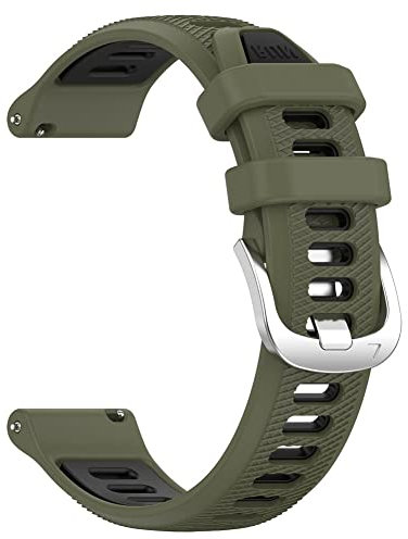 Waekethy Armband für Garmin Venu/Venu sq/Venu sq2/Venu 2 plus, 20mm Silikon Ersatzarmband Kompatibel mit Approach S40/Vivoactive 3/Forerunner 245/645 Music (Grün-schwarz)