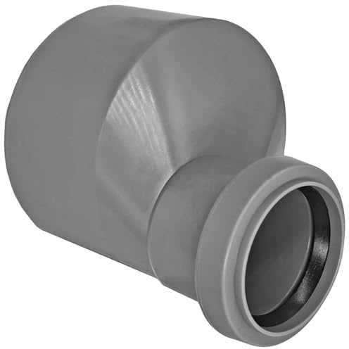 MegaHaustechnik HT Reduzierung exzentrisch mit Muffe DN40 x Rohr DN75, für Rohr Außendurchmesser 40mm auf Steck-Ende außen Ø 75mm, Reduktion Erweiterung Reduzierstück Übergang Adapter