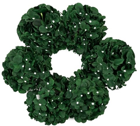 DuHouse 8.7 Silk Hydrangea Flower Heads with Stems Fake Hydrangeas Flowers for DIY Wedding Centerpiece Home Decor,Pack of 6(Dark Green)