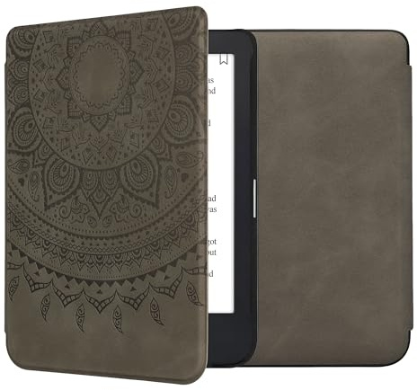 kwmobile Cover for Kobo Clara 2E / Tolino Shine 4 Case - eReader Cover with auto sleep funktion - Indian Sun with Grey