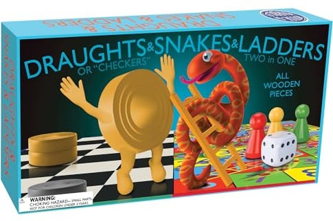 House of Marbles Draughts, Snakes & Ladders Board Game