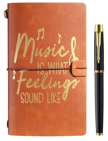 Music Lover Gifts Embossed Leather Journal Notebook Music Teacher Appreciation Gifts, Music Gifts for Teacher Musicians Women Men on Birthday Graduation Christmas