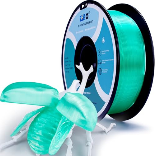 ZIRO PLA Filament 1.75mm, Transluzentes 3D Drucker Filament Kompatibel mit Den Meisten FDM 3D Druckern, 1KG(2.2lbs) Spule, Maßgenauigkeit +/- 0.03mm, Transluzentes Cyan