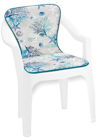 emmevi Kissen für Gartenstuhl, Sessel, Rückenlehne, klappbar, weich, maritimes Muster