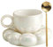 Keramik -Kaffeetasse mit Löffel Reise Sonnenblume Cloud Tasse mit Untertasse 200 ml Nachmittagstee Tasse für Latte, Cappuccino Weiß, Wolkenbecher