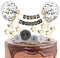 Happy Birthday Tortendeko, 17 Stück Schwarz Gold Cake Topper Geburtstag, Kuchendeko Schwarz Geburtstag mit Konfetti Luftballons Papierfächer Stern Herz Cake Topper für Junge Mann Geburtstag Deko