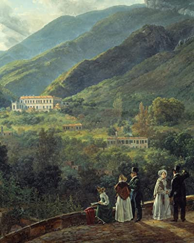 HCOTZHPY Klassische Malerei Leinwand Abstrakt Kunstwerk Wandkunst Bild Druck Der dänische hof vor dem reale casino gemälde von johan christian dahl Weinlese Plakat für Bürodekoration 60x90cm
