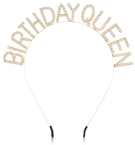 DIVINA VITAE Damen Geburtstags Haarreif Gold Birthday QUEEN Glänzender Kristall Mädchen Geburtstags Stirnband Königin Stirnband Damen Mädchen Party Zubehör